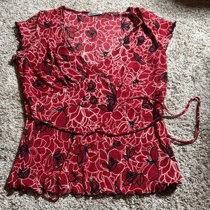 Charlotte Russe Red Floral Wrap Blouse
